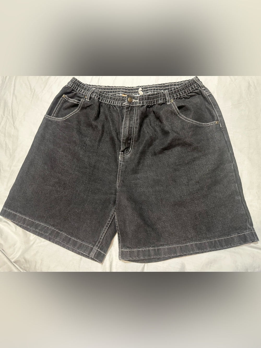 Haband Black Flat Front Denim Shorts
